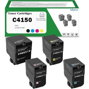 C4150 High Capacity Toner Cartridge Compatible Lexmark 24B6519 24B6516 24B6517 24B6518 Toner Work with C4150 Printer 4-Pack Black 16,000 Pages;Cyan Magenta Yellow 10,000 Pages