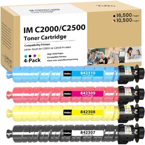 IM C2000 C2500 Toner Cartridge 16,500 Pages High Yield Replacement for Ricoh IMC2000 IMC2500 842307 842308 842309 842310 Toner Work with IM C2000 IM C2500 Printers | 4 Pack IM C2000 Toner Cartridges