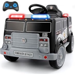 ELEMARA 12V Ride on Fire Truck, Electric Ride on Car for Kids,Battery Powered Toddler Car w/Parent Remote Control,Siren-Call,walkie-talkies, Flashing Lights,Fire Extinguishers, Bluetooth,Music,UBS.