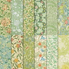 12x12 Vintage Spring Vine Scrapbook Paper, Green Vines and Flower Pattern Paper with 12 Unique Designs 24 Sheets Double Sided Scrapbook Papers Pad for DIY Scrapbooking Supplies