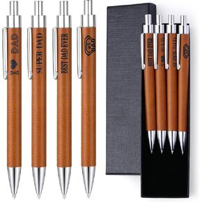 4 Pcs Fathers Day Dad Gifts Best Dad Ever Leather Pen Sets Best Ever Gift from Daughter Son Family for Fathers Day Christmas Birthday