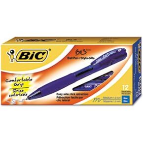 BIC America BU311BE BU3 Retractable Ballpoint Pen, 1.0 mm, Blue