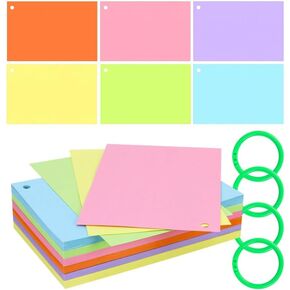 TECMISSE 180 PCS 4 "× 6" بطاقات فهرس ملونة ، 180 جهاز كمبيوتر ملونة مع حلقة ، بطاقات نوت بطاقات الفلاش فارغة للمدرسة والمنزل والمكتب (غير مبطنة)