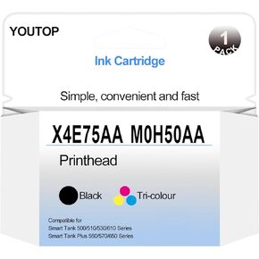 X4E75AA + M0H50AA PrintHead Smart Tank Plus Tri-Color|Black Print Head Use for HP 517 532 617 515 508 510 511 518 519 531 538 610 618 550 570 650 Printer