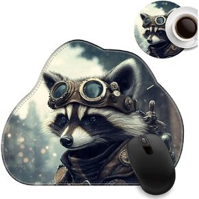 Irregular Mouse Pad,11.8x9.4 Inch Small Mouse Mat with Stitched Edges and Non-Slip Rubber Base,Durable for Laptop,Office,Home,Gaming,Funny Raccoon