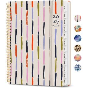 2025 Planner - مخطط أسبوعي وشهري ، يناير 2025 إلى ديسمبر 2025 ، كتاب مخطط تقويم SPOND 2025 ، الجيب الداخلي ، مثالي لمستلزمات Office Home Schools - A5 (6.3 "× 8.5") ، Stripes