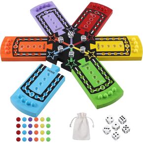 لعبة Wahoo Clisling Board Game Original Game Game Brinting Portable Gaming Board for 6 Players 6 Beats Clisling Game Board 6 Colors 24 Marbles 6 Dice (6 players-splicing)