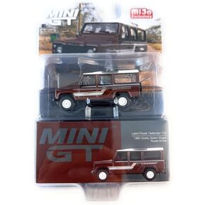 DIECAST COMBTIBLES MODEL CAR متوافقة مع MINI GT 1:64 (2.5 ") Scale Land Rover Defender 110 1985 County Station Wagon Russet Brown Model