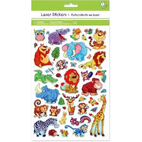 ملصقات حيوانات - ملصقات حيوانات غابة للأطفال 2-4 ملصقات Safari من 41 ملصقات لامعة للأطفال ملصقات التألق الحيوانات ملصقات الغابة ملصقات رائعة ملصقات ممتعة للأطفال ملصقات معدنية للأطفال
