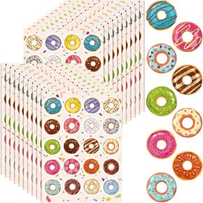 320pcs ملصقات الدونات Donut حفلة عيد ميلاد مع 20 نمط دونات ، علاجات الكعك ، ملصق دونات لزخارف حفلة دونات للأطفال فتيات الفتاة مهرجان مهرجان مهرجان مهرجان الالتفاف