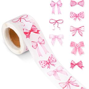 500 Pcs Bow Stickers, Pink Bow Stickers Vintage Bow Decals Cute Bow Knot Aesthetic Stickers Coquette Bows Stickers for Water Bottle Laptop Diary Gift