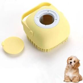 Dog Bath Brush | Pets Scrubber for Bath | Dog Shampoo Brush | dog cleaning brush,pet wash brush Suitable for Short/Long Haired Dogs, Dog Brush for Shedding, Bathing, Massaging & Grooming (yellow)