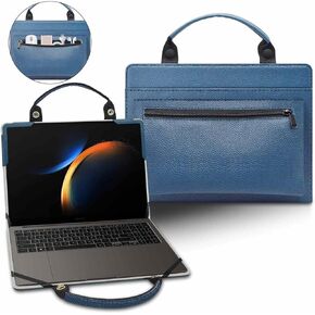 غلاف حالة الكمبيوتر المحمول لأغنية Samsung Galaxy Book4 360 15 NP750XGK NP750QGK-KG3US NP750QGK-KG2US مع حقيبة محمولة مع مقبض حقيبة ، أزرق