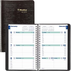 Blueline® 2025 Plan & Link ™ Essential Weekly Planner ، كتاب المواعيد ، 12 شهرًا ، من يناير إلى ديسمبر ، 8 "× 5" ، أسود (C5075.81T-25)