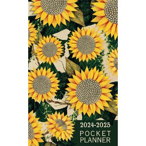 2024-2025 Pocket Planner: Small 2-Year Monthly Agenda for Purse or Bag - Sunflower Cover