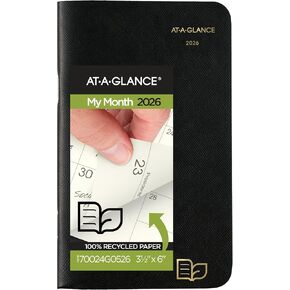 AT-A-GLANCE 2026-2027 Planner ، مخطط شهري لمدة عامين ، 3.5 "× 6" ، حجم الجيب ، معاد تدويره ، أسود (70024G0526)