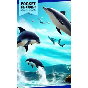 Pocket Calendar 2024 - 2026 With Moon Phase: Three-Year Monthly Planner for Purse , 36 Months from January 2024 to December 2026 | Playful dolphin or seal | Dynamic and joyful image