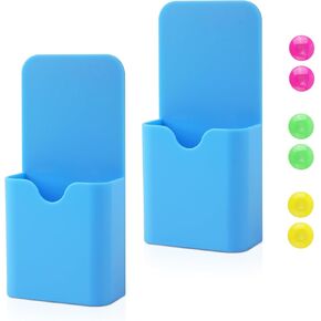 2pcs Magnetic Pen Holder, Plastic Magnet Dry Erase Ruler Storage Organizer Reliable Marker Pencil Basket with 6 Magnetic Beads for Locker Whiteboard Refrigerator Fridge Supplies Accessories