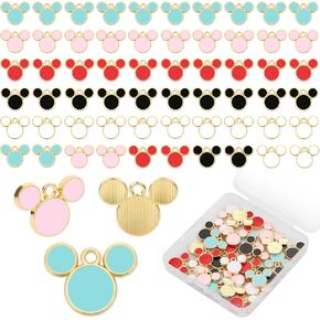 60 PCS Mouse Charms ، 5 Colors Mouse Head Head Ring Beads Colorful Colorful Acrylic Mouse Beads for Women DIY Jewelry Making Crrafting Cartoon Mouse Beakeains with box