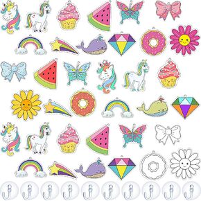 Jenaai 72 PCS Unicorn Suncatcher Kits DIY Kids Paint Window Suncatchers with 24 Canction Cups