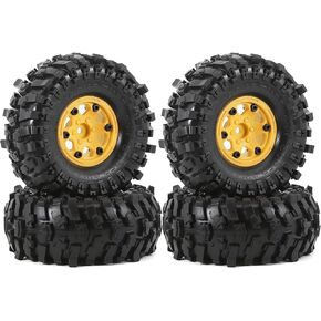 1.9 Rock Crawler Mud Tires and Plastic Wheels Rims OD 118mm 1/10 rc Rubber Grappler hubs Tyres with Foam for 1:10 Crawler Car Tamiya CC01 Traxxas TRX4 Axial SCX10 II RC4WD Gen8 4PCS (White)
