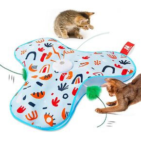 Potaroma Interactive Hide and Seek Cat Toys, in-The-Cover Rotating Feather Kitten Wand Toy, Rechargeable Automatic Indoor Cat Toy, Indoor for All Breeds, Dark Green Bubble Cover