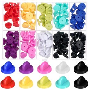 150pcs ظهور الدبوس المطاط ، ظهور دبوس الدبوس الدبوس قفل مع حالة التخزين لربط بروش شارة شارة شارة شارة متعدد الألوان دبوس الدبوس