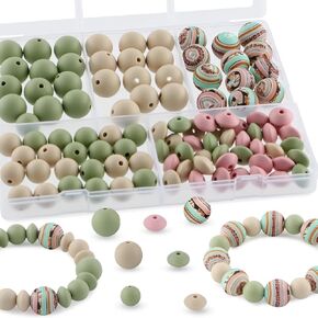 100pcs حبات السيليكون بالجملة ، حبات السيليكون الممولة الخضراء 15 ملم و 12 ملم لسلاسل المفاتيح والأساور