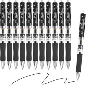 M&G Gel Pen Medium Point 0.5mm, 12 Pack Quick Dry Smooth Retractable Black Gel Ink Rollerball Pen for Home Office Writing Note Taking Journaling Business, Style 1