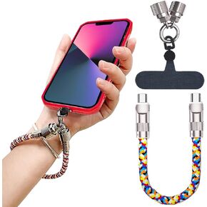 Phone Lanyard with Fast Charging, Built-in Type-C Cable for iPhone 16/15 & Samsung S24/S23 - Anti-Loss Wrist/Neck/Crossbody Strap, Durable Nylon Weaving Design