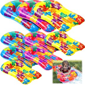 6 Pcs Inflatable Bodyboards for Water Slides,21.2 x 15 Inch Inflatable Tropical Luau Party Decorations, Kids Portable Surf Boards, Blow up Pool Board for Hawaiian Party