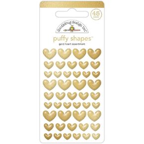 Doodlebug Puffy Stickers-Gold Heart, Hello Again