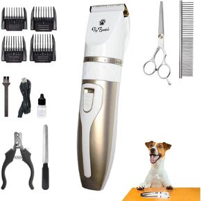 Professional Dog Grooming Kit, Low Noise, Rechargeable, Cordless, Trimmer for Thick Coats, Pet Hair Clipper for Dogs and Cats