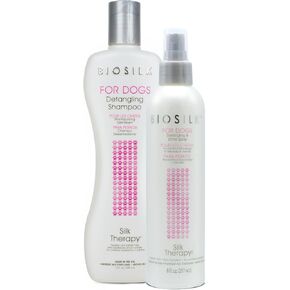 BioSilk for Dogning Bundle: Detangling Shine Mist ، 8 Fl Oz and Dethangling Shampoo ، 12 fl Oz | للمعاطف اللامعة و dematting | كبريتات وبارابين مجانية