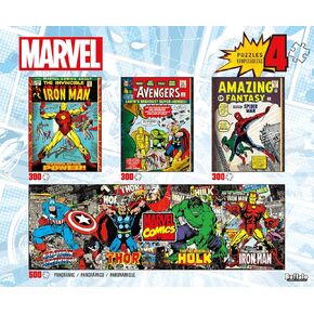 Buffalo Games - Marvel - 4 × 1 Multipack - Comics - Multi Piece Jigsaw Puzzle للبالغين - لغز التحدي المثالي لليالي اللعبة - يختلف الحجم النهائي