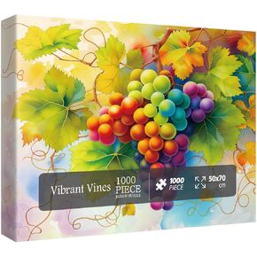 Colorful Grapes Puzzles for Adults 1000 Pieces Fruit, Beautiful Fun Art Plant Jigsaw Puzzles, Pretty Painting Nature Fantasy Puzzle