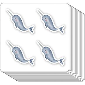 ملصقات Narwhal 1in للاصطدامات ، الفنون ، الحرف ، الأطفال DIY ، التقويمات Sean Animal Labels 80-Pack