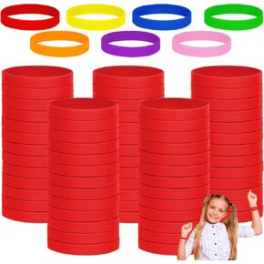 100pcs 7 '' معصم السيليكون للأطفال المراهقين ، الأطفال فارغة معصم السيليكون الفارغ من الأساور المرنة سوار مطاطية عصابات المعصم الحفلات الحزب الإمدادات الأولاد Gilrs التعليمية أنشطة 4 ألوان