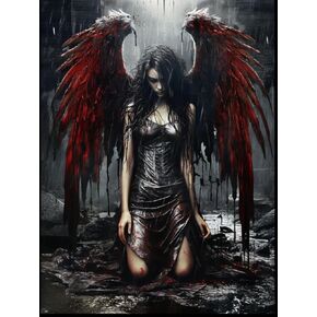 Generic Fallen Angel Women Black Wing 5D Diamond Art Painting for Adults Full Drill Round Diamond Paint by Number Kits for Beginners Gems Cross Stitch for Wall Decor 11.8x15.8inch(3)