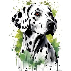 UPABLUNSO 5D DAG DAG DALMATIAN DAMARIAN PANING KITS GREEN DALMATIAN ART للبالغين ، فنون الحفر الكاملة الكريستالية والحرف ، هدايا ديكور الجدار المنزلي 12x16 بوصة