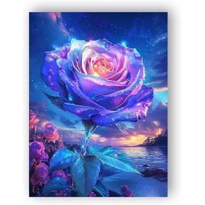 Wergund 5D DIY Diamond Art Rose ، مجموعات فن الماس للبالغين زهرة ، لوحة ماس كاملة الحفر الكريستون التريسي عبر غرزة الفنون الحرف القماشية ديكور الهدية 12x16inch/30x40 سم -20