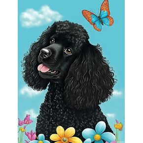Jxavaxde أسود Poodle Diamond Painting ، مطعم Painmond Paints Attesproidery 5D Full Diamond Paste Craft ، مناسبة للعائلة ديكور ديكور ديكور ديكور أو هدايا العطلات 12x16 بوصة