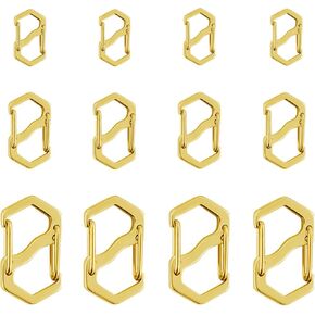 Double Opening Necklace Shortener Clasps, Gold and Silver, Stainless Steel S-Lock Jewelry Connectors (4S+4M+4L/Gold)