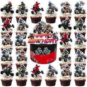 كعكة الدراجات النارية أعلى ، أربع عجلات ATV Quad Bike Cupcake Toppers ، Dirt Bike Party Decorations ، Decories Cake Cake Decorations for Motocross عيد ميلاد الزخارف لوازمهم