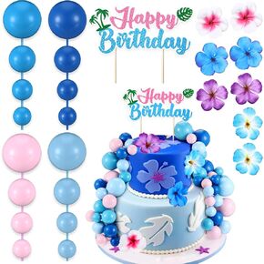 Zeyune 61 PCS Pink Blue Cake Topper مع الكرات