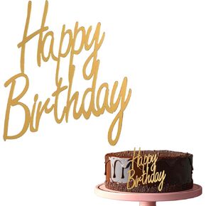 2pcs كعكة عيد ميلاد سعيد ، مرآة ذهبية أكريليك كعكة أعياد أعياد عيد ميلاد ، علامة عيد ميلاد سعيد للكعكة ، ديكورات حفلة عيد ميلاد