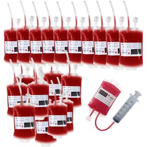 أكياس الدم Aweilan PVC لأكياس الرابع ، أكواب الهالوين ، أكياس الشراب - لوازم الحفلات الزومبي/مصاص الدماء (حزمة 20)