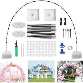 Balloon Arch Stand Kit - Free Bending Shape 8.2ft & 4.9ft Half Arch Balloon Column Stand with Base Backdrop Decoration for Wedding, Birthday, Baby Showers, Halloween Decorations