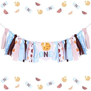 Kreatwow Cookie One High Chair Banner Cookie أول عيد ميلاد زخارف حفلات البسكويت على كرسي البسكويت اللافت