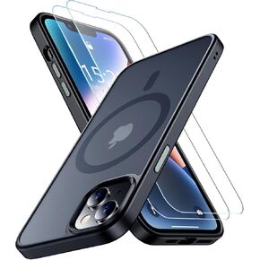 حافظة SPIDERCASE مصممة لهاتف iPhone 13، [تم اختبار السقوط من الدرجة العسكرية] [مع قطعتين من واقي الشاشة الزجاجي المقوى] [متوافقة مع Magsafe] [لمسة حريرية ناعمة] حافظة حماية نحيفة لهاتف iPhone 13 - رمادي in Kuwait